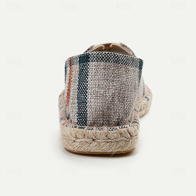 Men's Plaid Summer Canvas Slip-On - Comfortable Espadrilles