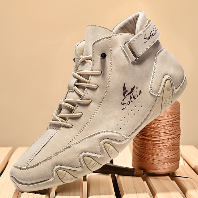 Teal Stylish Handmade Men's High-Top Lace-Up - Boots Suede
