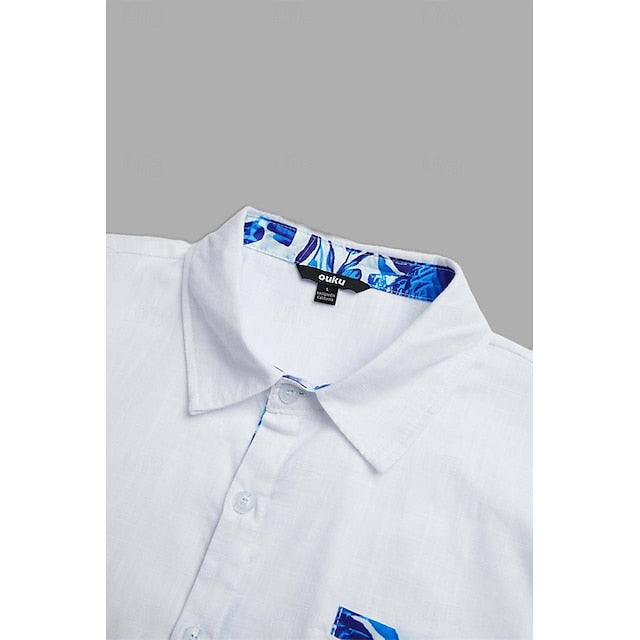 Summer Beach Button Men's Wear Up Shirt Linen