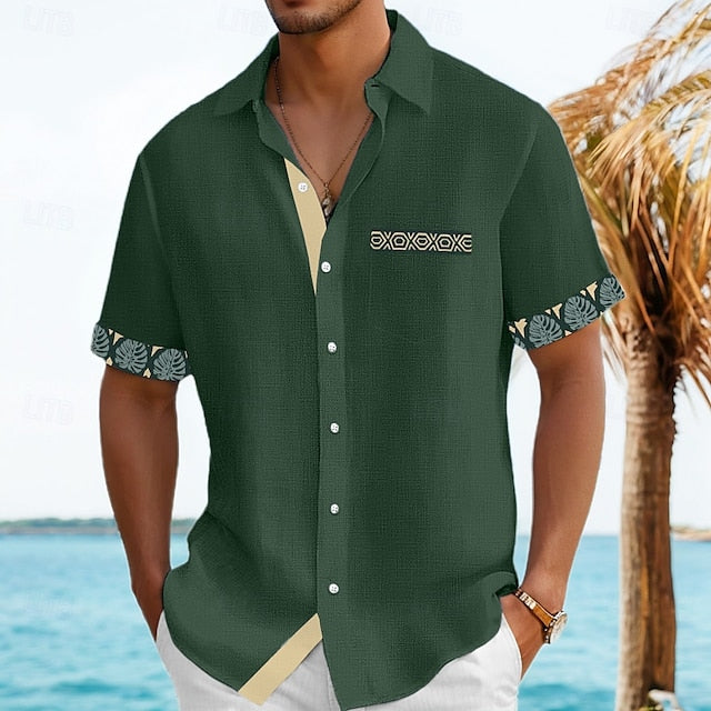 Men's Plaid Beach Linen Summer Shirt