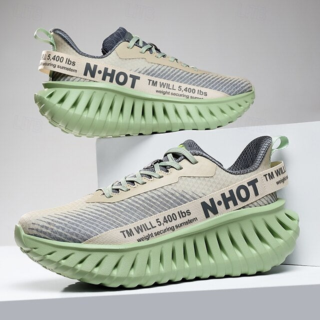 Beige Green and with Light Sneakers Running Men's