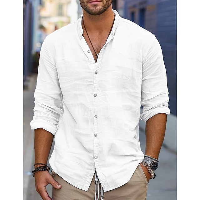 Beach Band Collar Wear Summer Men's Shirt