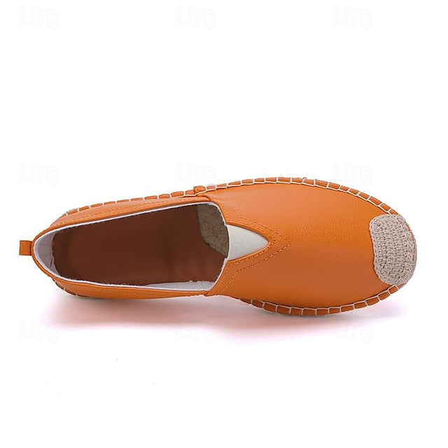 Slip-On Chic Style with Espadrilles: Leather Women's Orange