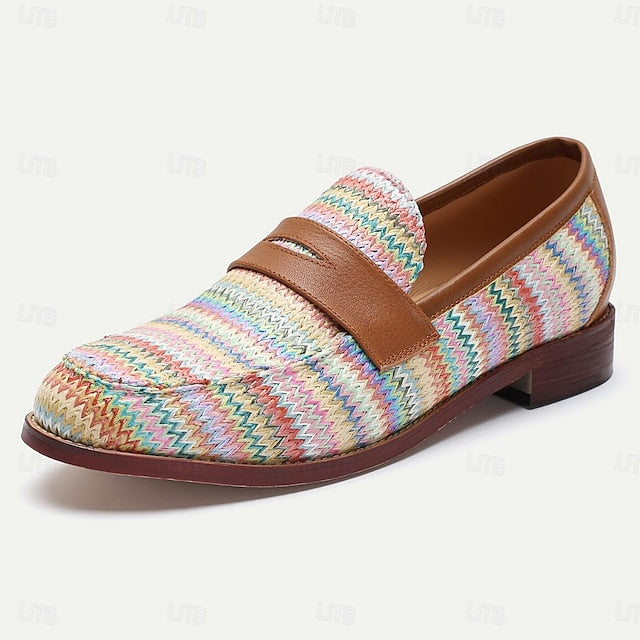 with Multicolor Loafers Woven Men's Slip-On Nylon