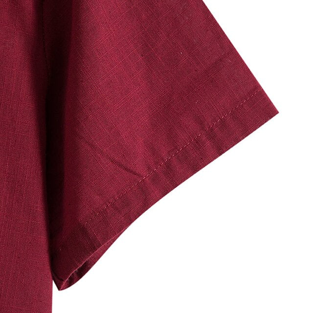 Chinese White Shirt Men's Cotton Linen Collar