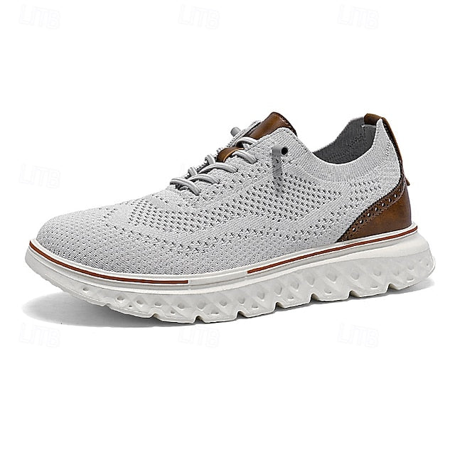 Breathable Men's Sneakers – Lightweight Knit Lace-Up
