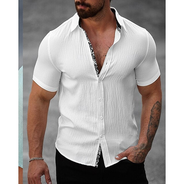 Up Casual Button Shirt Summer Beach Men's