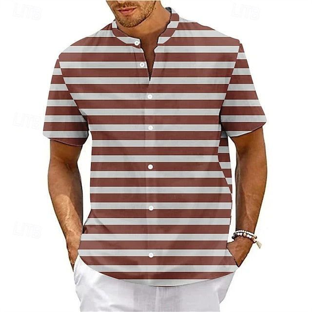 Shirt Beach Up Casual Men's Summer Button