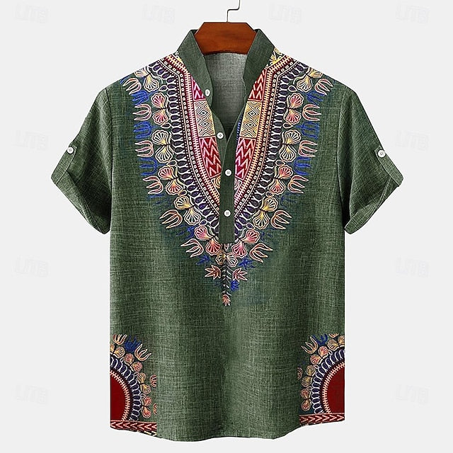 Vintage Linen Retro Men's Shirts Henley Shirt