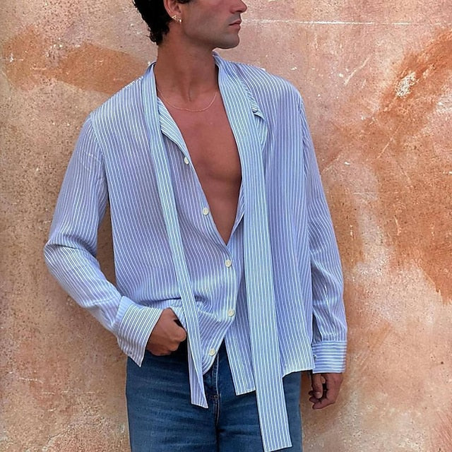 Men's Shirt Summer Button Casual Up Beach