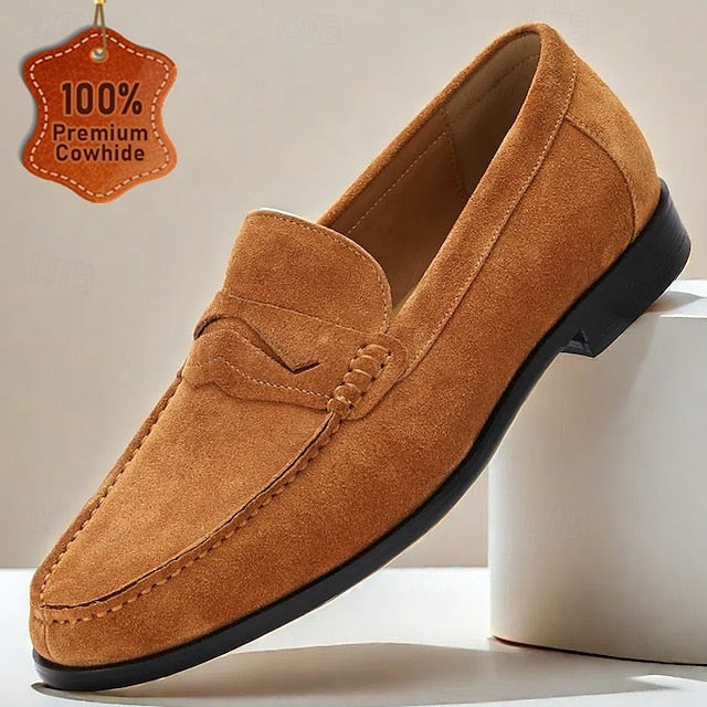 Leather Slip-On Penny Classic Men's Loafers – Tan Suede
