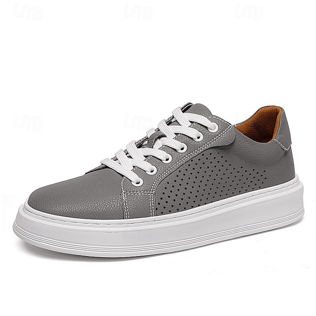 Low-Top Faux Green Leather Men's Sneakers