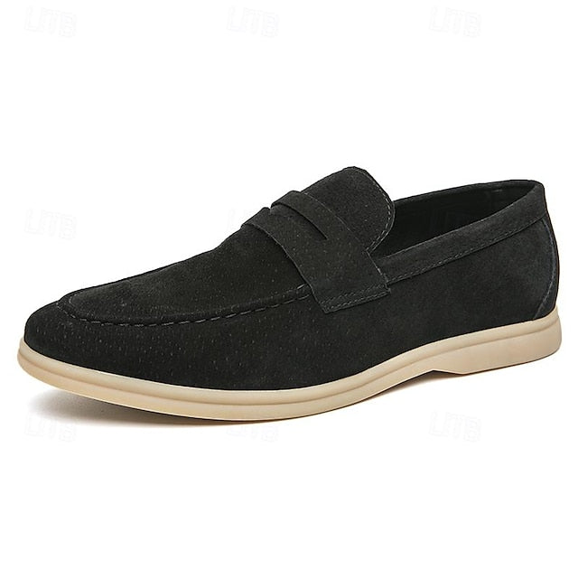 Loafers Slip-On Men's Comfortable Beige – Casual Suede