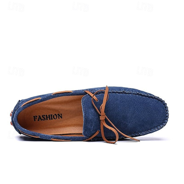 Men's Blue - Casual Driving Shoes Loafers Slip-On Suede