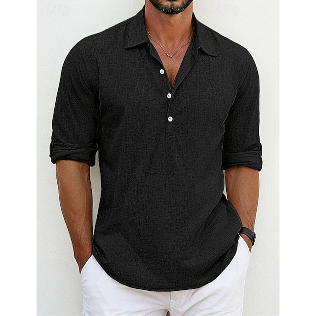 Men's Linen Wear Shirt Button Beach Summer Up