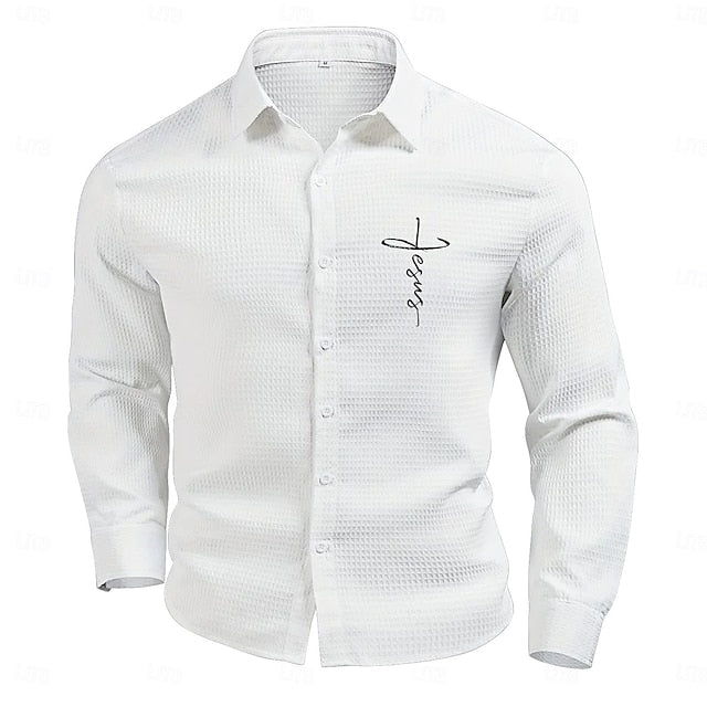 Men's Stripes Sleeve Lapel Shirt Short Beach Light Grey