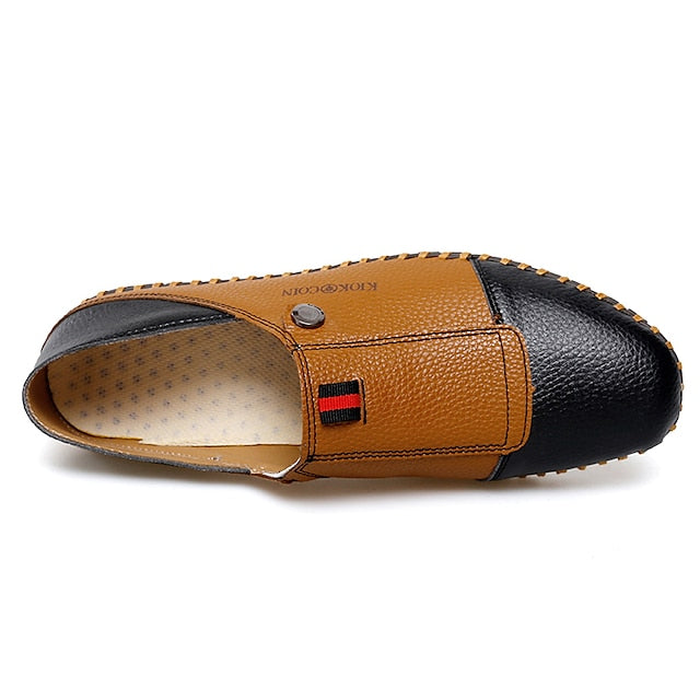 – Men's Leather Driving Loafers Slip-On Casual Two-Tone