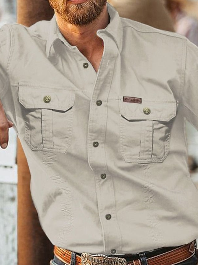 Men's Navy Blue Work Cargo Shirts Workwear Shirt