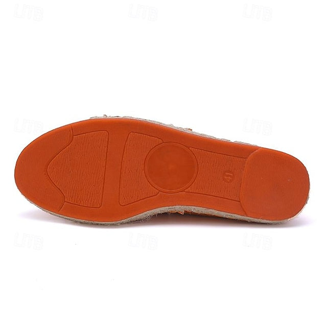 Slip-On Chic Style with Espadrilles: Leather Women's Orange
