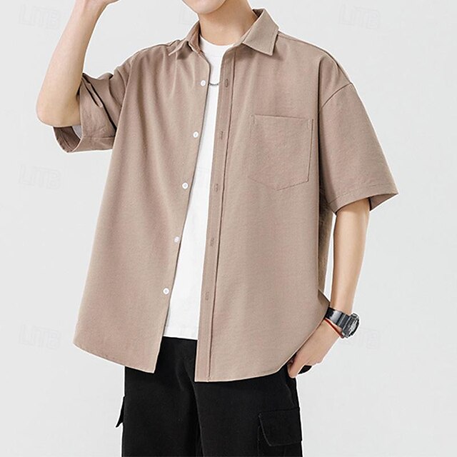 Button Summer Up Shirt Beach Casual Men's