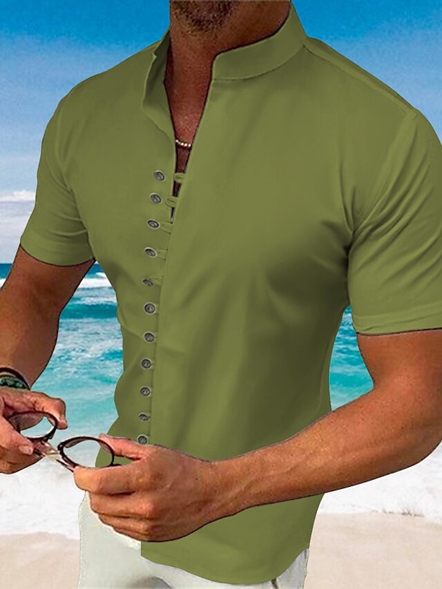 Shirt Casual Summer Up Button Wear Beach Men's