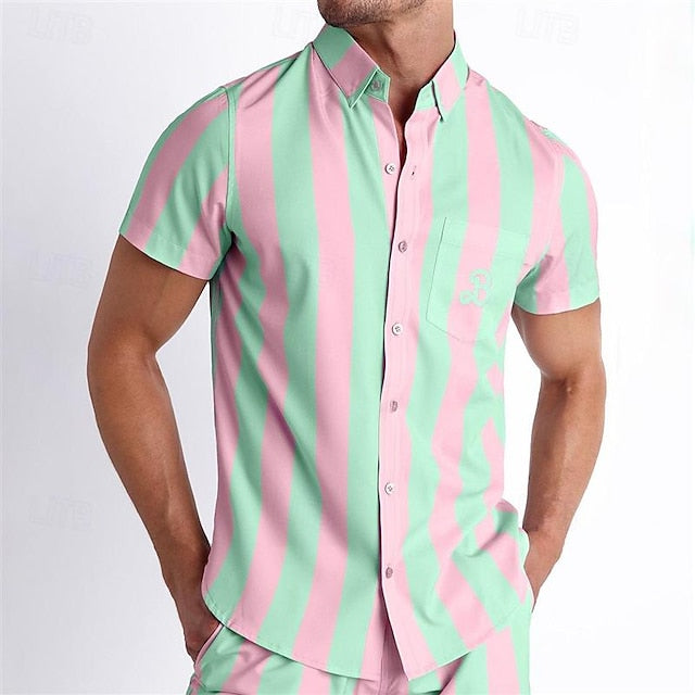 Men's Shirt Summer Button Casual Up Beach