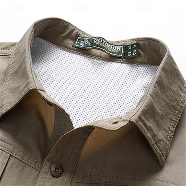 Up Casual Summer Cargo Shirt Men's Button
