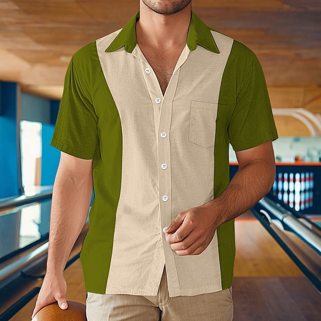 Bowling Men's Summer Button Shirt Casual