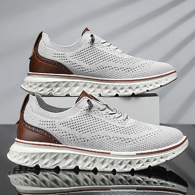 Breathable Men's Sneakers – Lightweight Knit Lace-Up