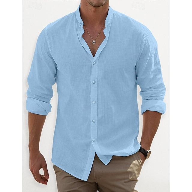 Shirt Band Wear Collar Summer Beach Men's