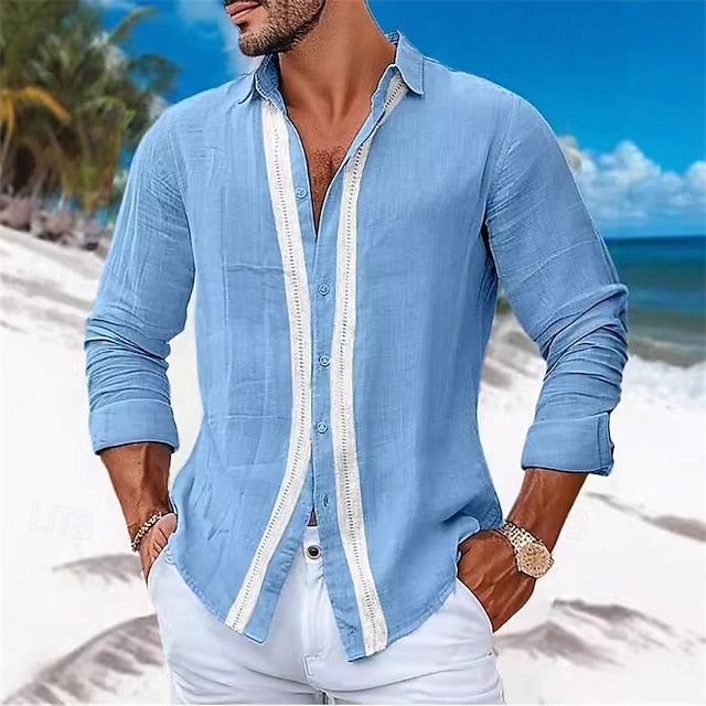 Casual Cotton Men's Button Up Shirt Linen
