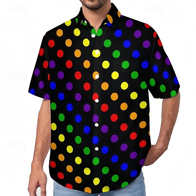 Beach Men's Shirt Button Up Summer Casual