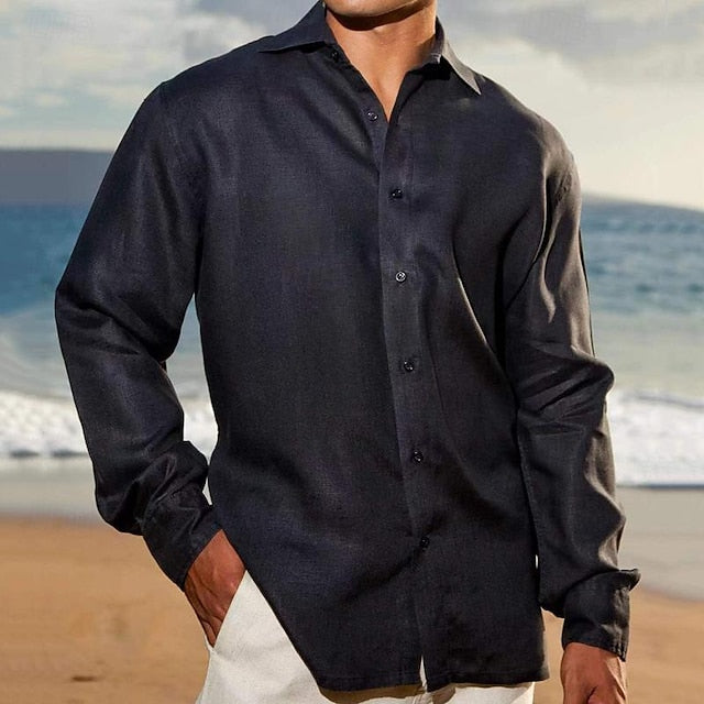 Beach Shirt Men's Up Casual Button Summer