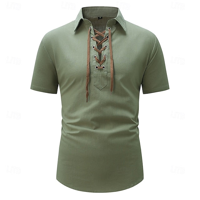 Beach Linen Shirt Summer Plain Men's