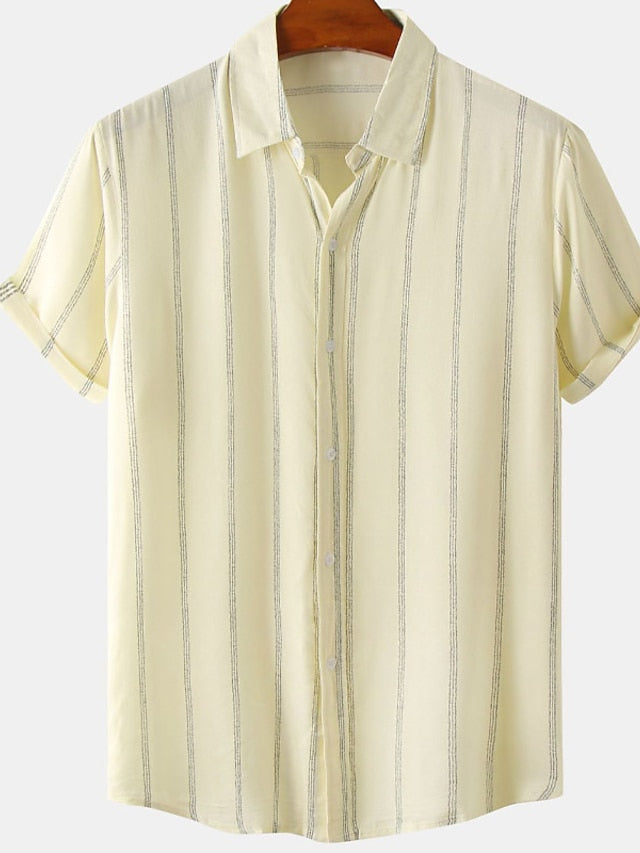 Casual Green Men's Shirts Striped Shirt Red Black