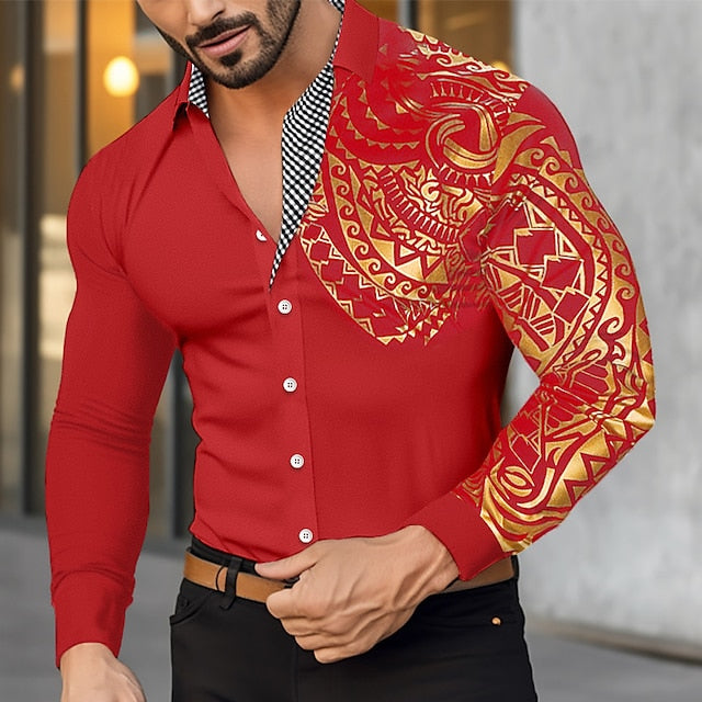 Office Button Men's Up Casual Shirt Bronzing