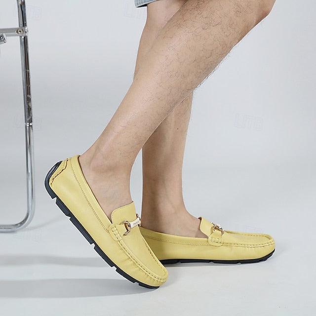 with Moccasins Men's Yellow Buckle Metal