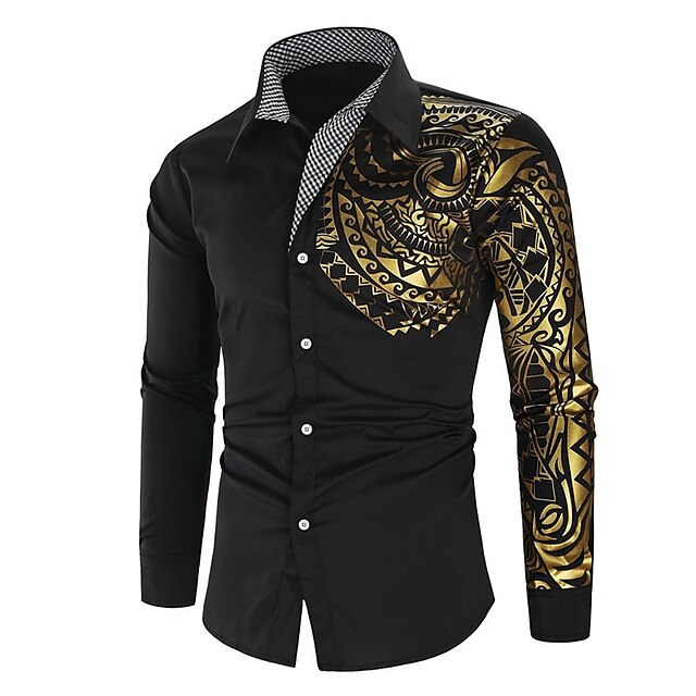 Office Button Men's Up Casual Shirt Bronzing