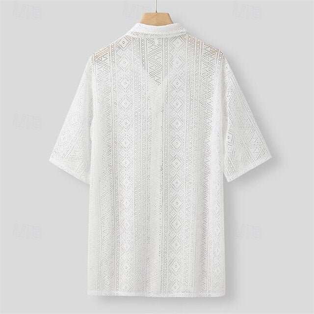 Casual Summer Button Men's Shirt Up Beach