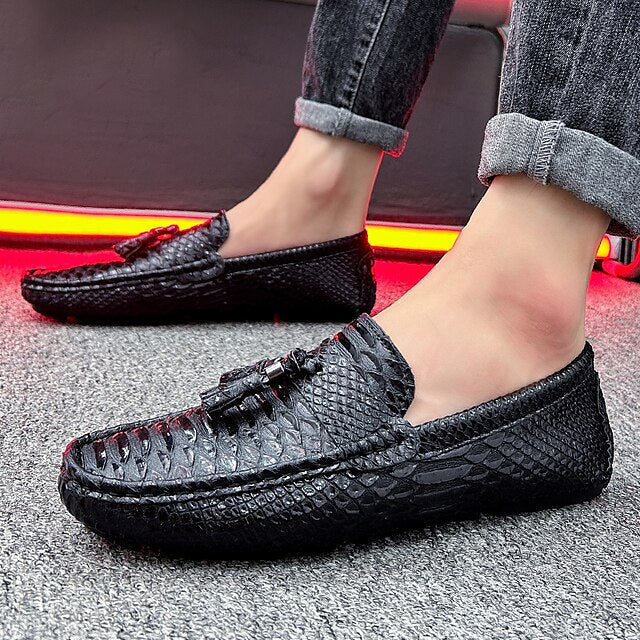– Printed Loafers Casual White Men's Lightweight Slip-On