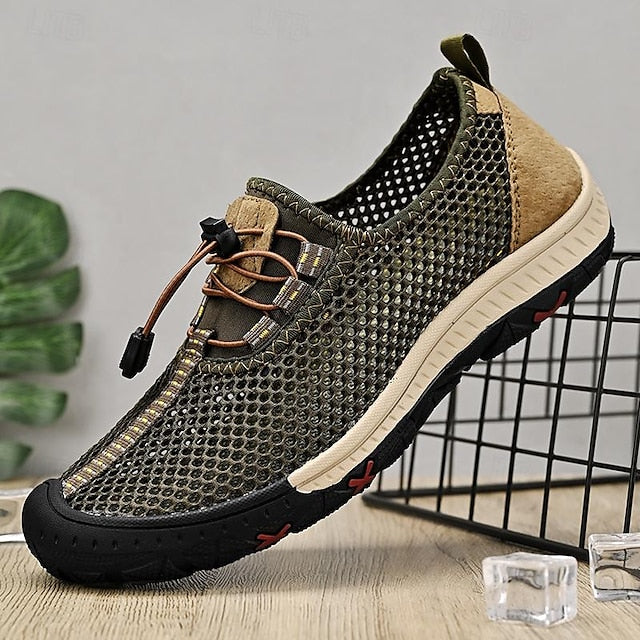 Men’s Shoes Outdoor Lace Walking Breathable with Elastic Mesh
