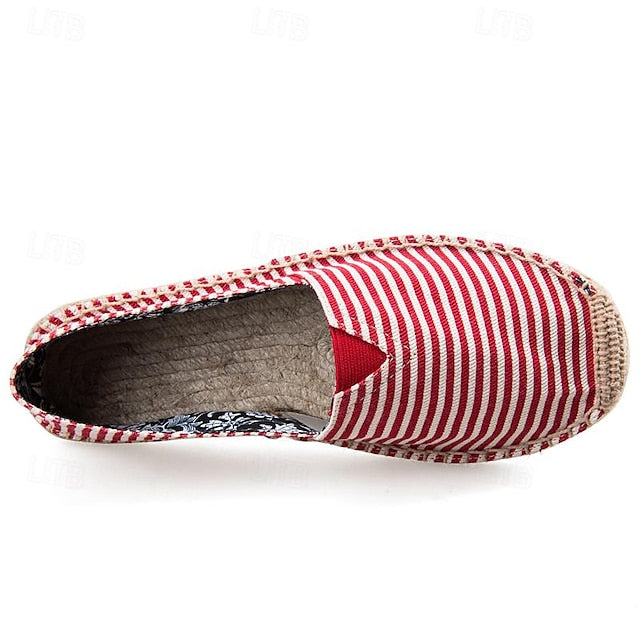 Striped Espadrilles: Red Nautical Men's and White
