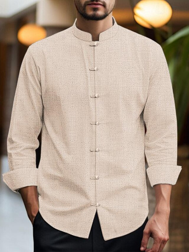 Linen Chinese Men's Shirt Cotton Collar