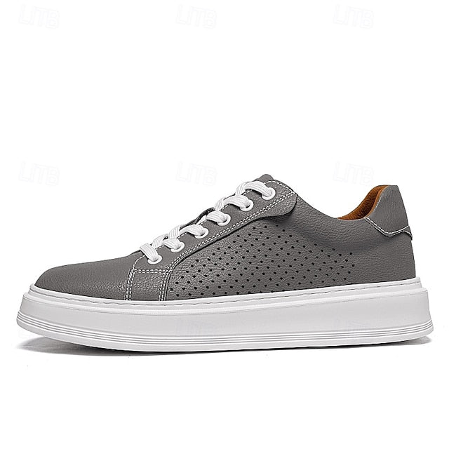 Low-Top Faux Green Leather Men's Sneakers
