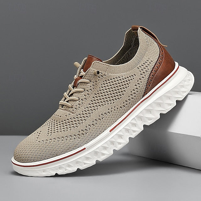Breathable Men's Sneakers – Lightweight Knit Lace-Up