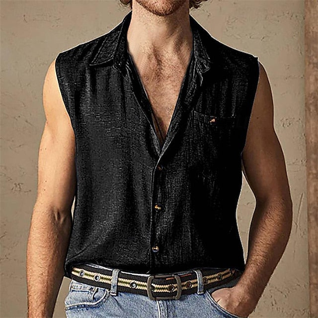 Button Summer Beach Up Shirt Casual Men's