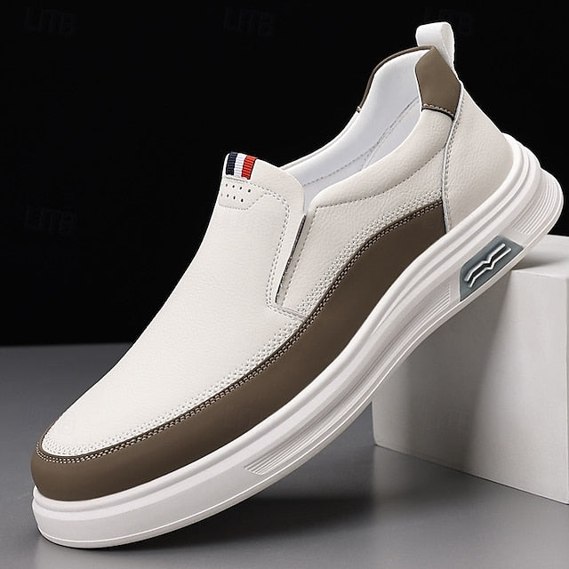White and Accent with Men's Brown Sneakers Slip-On