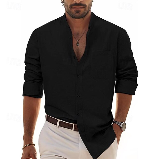 White Men's Chinese Cotton Linen Shirt