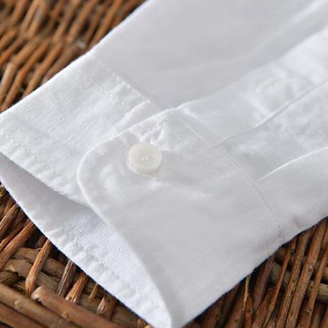 Button Up Linen Shirt Casual Cotton Men's