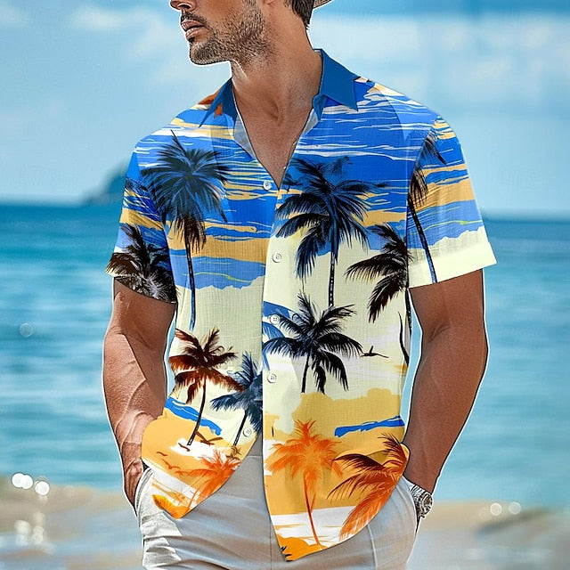 Hawaiian Linen Summer Shirt Men's Beach Coconut